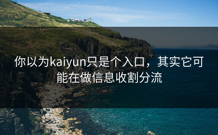 你以为kaiyun只是个入口，其实它可能在做信息收割分流