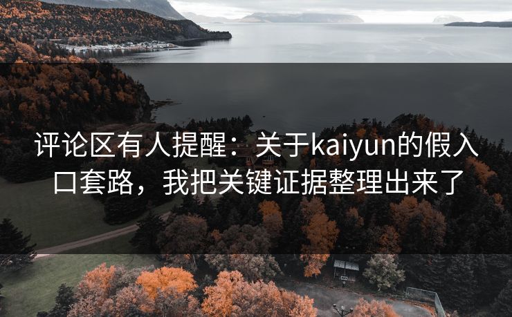 评论区有人提醒：关于kaiyun的假入口套路，我把关键证据整理出来了
